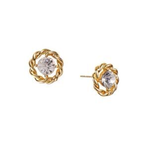 NWT Charter Club Gold-Tone Crystal & Rope Circle Stud Earrings, Gold tone
